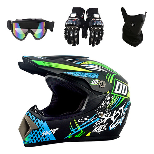 Casco Para Motocicleta Con Gafas Guantes Mascarilla Regalo