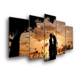 Quadros Decorativos Casal Apaixonado Por Sol Mosaico 5 Peças