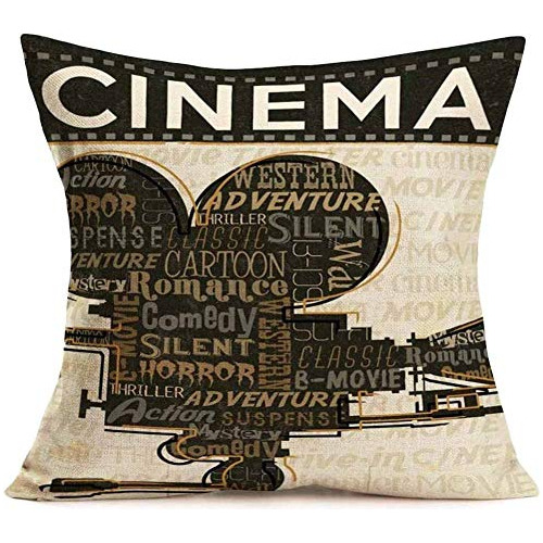 Fundas De Almohada Diseño De Cine Vintage Sala De Cine...