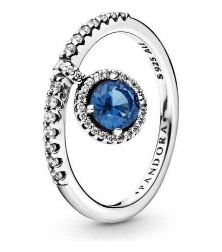 Anillo Mujer Pandora Plata S925 + Caja Regalo Colgante Azul