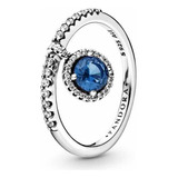 Anillo Mujer Pandora Plata S925 + Caja Regalo Colgante Azul