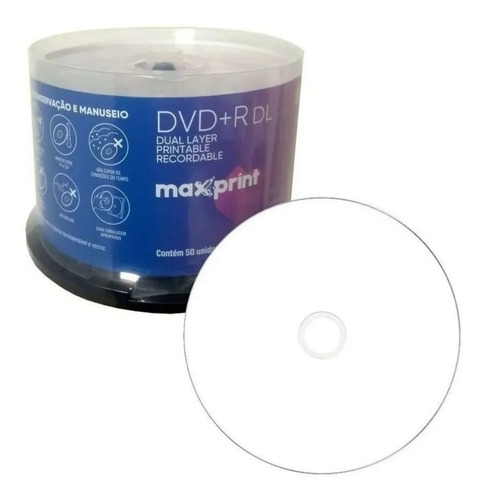 50 Dvd+r 8.5 Maxprint Printable 240 Minutos 8x Original 