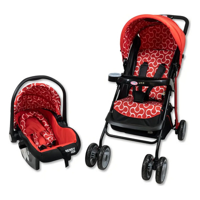 Carriola Con Portabebé Trendy Kids Maxy Incluye Cubrepies Color Rojo Chasis Negro | Meses sin interés