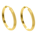 Brinco Ouro 18k Argola Argolinha Redonda Fio Chanfrado