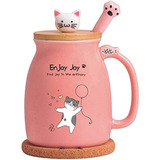 Taza De Gato Novedosa Taza De Café De Cerámica Linda Con Tap