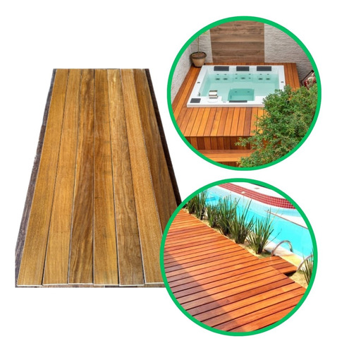 Kit Piso Deck Ipê 7cm Para Piscina 1m2 - Peças 1,25 Metros