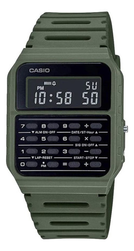 Reloj Casio Calculadora Vintage Retro Ca-53wf-3bcf Verde Color De La Correa Verde Musgo Color Del Bisel Verde Oscuro Color Del Fondo Negro