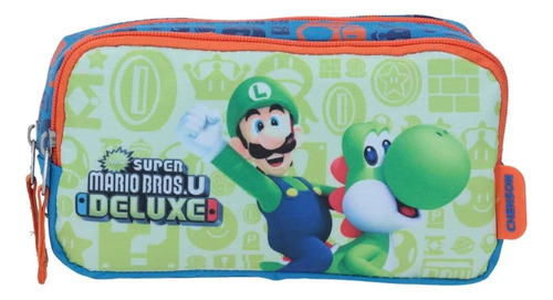 Lapicera Super Mario U Deluxe Luigi 2 Cierres Chenson Color Azul/verde Estampado