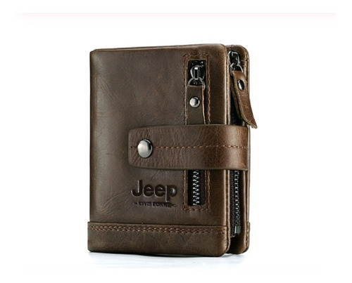 Billetera De Cuero Jeep Coffee Estilo Masculino Y Moderno 