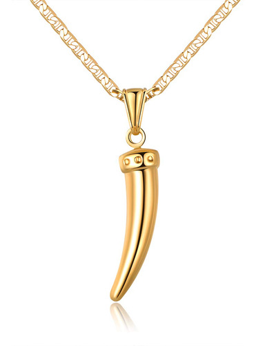 Barzel Collar De Diente De Tiburon Chapado En Oro De 18 Quil