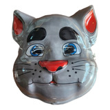 Máscara Gato Gris × 12 Cotillón Cumpleaño Animal Disfraz