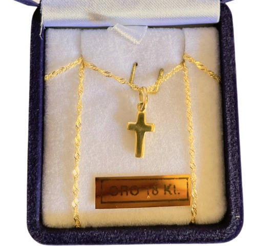 Collar Mujer Hombre Dije Oro 18k Cruz Cadena Bautismo Regalo