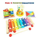 Juguetes Niños Didácticos De Madera Estimulación Pack 4