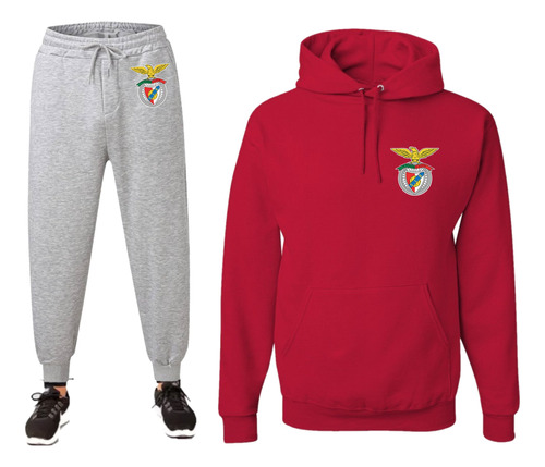 Conjunto Buzo Rojo+jogging Gris-futbol-benfica Portugal