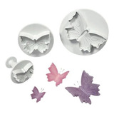 Set 3 De Cortantes Expulsor Mariposa Mediana Cookie Fondant