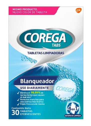 Corega Tabs Efervescentes Limpiador De Prótesis Blanqueador