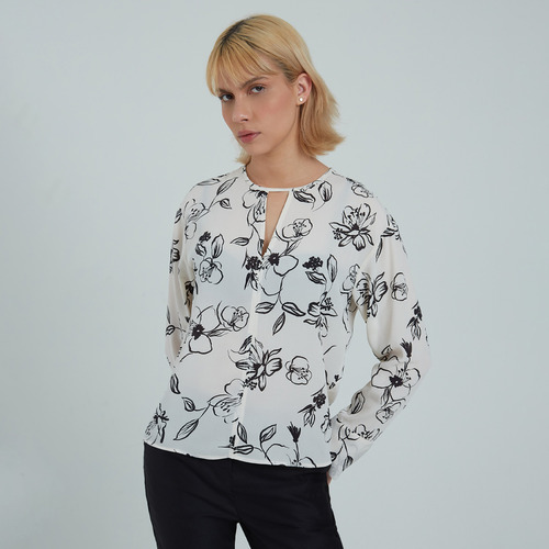 Blusa Mujer Ostu M/l Blanco Poliéster 40120882-197