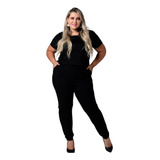 Conjunto Feminino Calça E Blusa Manga Curta Plus Size