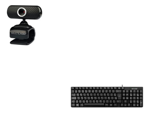 Kit Teclado Com Fio Usb Camera Webcam Microfone Integrado