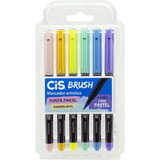 Caneta Brush Pen Aquarelável 06 Cores Pastel - Cis