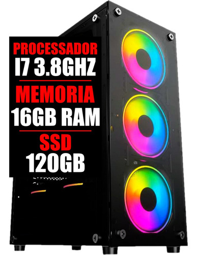 Cpu Pc Gamer Intel Barato Core I7 - 16gb Ram Ssd - Fans Led