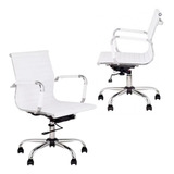 Sillón Ejecutivo Gerencial Ecocuero Pata Cromada - Aluminium Baja X 2 Color Blanco