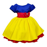 Vestido Infantil Branca De Neve Princesas Festa Aniversário 