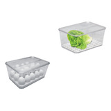 Kit Potes Porta Ovos Com Tampa E Porta Salada Organizador