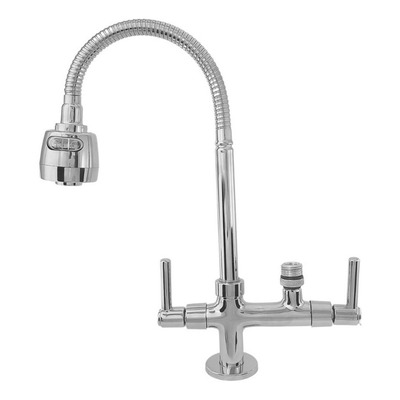 2142 Torneira Gourmet De Bancada Mesa Pia Bica Móvel Tubo Flexível Chuveirinho Dupla Saída Para Filtro 1/4 Ou Purificador 1/2