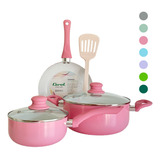 Set De Cocina Juego De Ollas Batería Cerámica Antiadher. 6pz