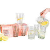 Set X6 Vasos Altos Durax Facetado Vidrio Con Packaging 400ml