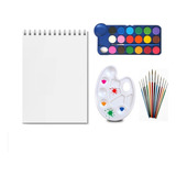 Kit Pintura Acuarela Con Croquera Set Pinceles Paleta 