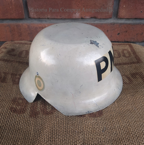 Casco De Juguete Antiguo P.o.l.i.t.a. Aluminio Tipo Alemán