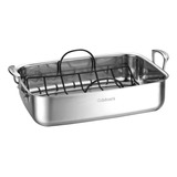 Bandeja Para Hornear Pavo Acero Con Rack Rosticero Cuisinart Color Plateado