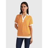 Polo Con Franjas De Mujer Tommy Hilfiger Color Naranja