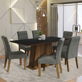 Sala Jantar Mesa Tampo Madeira 6 Cadeiras Britney Madesa Sil Cor Rustic/preto/silver Xmmdja060137sl