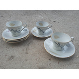 3 Tazas Y 5 Platitos De Cafe De Porcelana Verbano Ind Arg