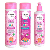  Kit Shampoo Condicionador Ativador Sos Cacho Kids Salon Line