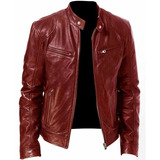 Moda Chamarra Piel De Hombre Slim Fit Estilo Biker Cazadora