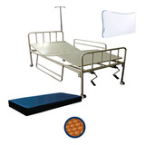 Cama Manual Cm®44 De 3 Planos + Colchón Antiescar + Almohada