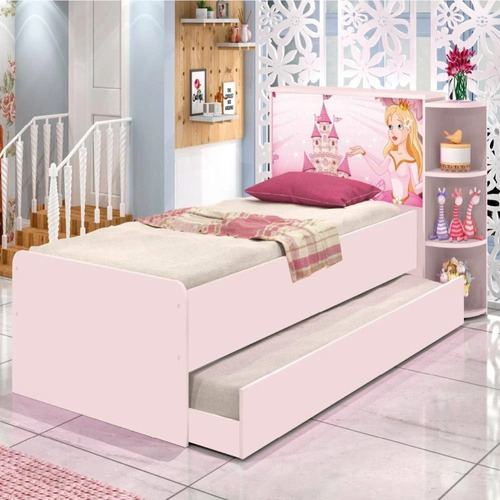 Cama Solteiro Personagem Princesa Rosa C/ Auxiliar Liz Fg