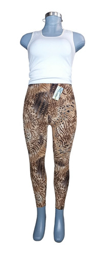 Leggins Ligero Casual Con Diseño Tipo Piel De Animal Mujer 