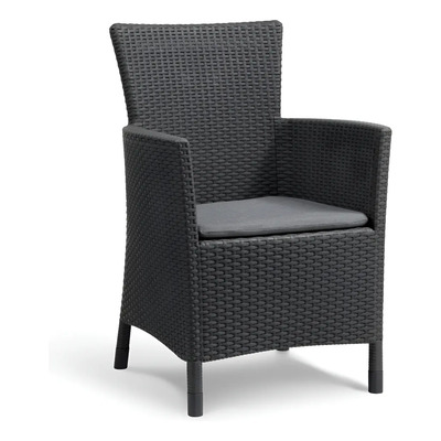 Silla De Jardín Keter Iowa Tipo Rattan Con Cojin, Grafito Color Gris oscuro Iowa Dining Chair | MercadoLibre
