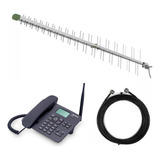 Kit Telefone De Mesa Rural Dual Chip Quadriband + Cabo 15m