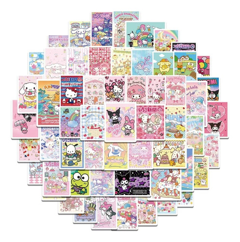 Pack 65 Stickers Hello Kitty Y Sus Amigos Regalo Kawaii Niña