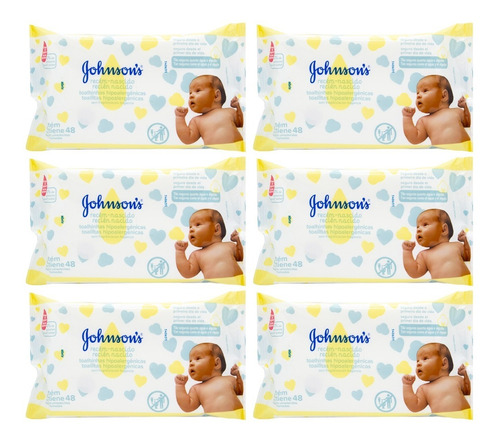 Johnson's Baby X6 Toallitas Húmedas Bebes Recién Nacidos 48u