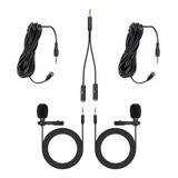 Micrófono Trs 5m Dual Mic Solapa Lavalier Camara Canon Sony