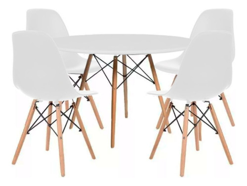 Conjunto Mesa Eames 120cm + 4 Cadeiras Eames Sala De Jantar