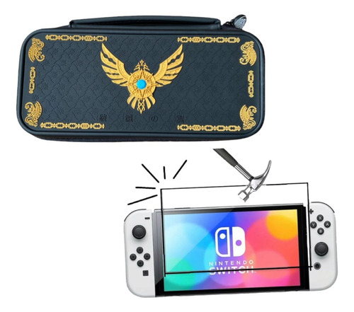 Estuche Nintendo Switch Oled Nuevo Zelda + Vidrio Oled