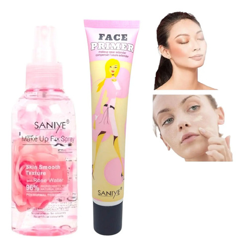 Set Primer Y Fijador De Maquillaje Agua De Rosas Para Rostro